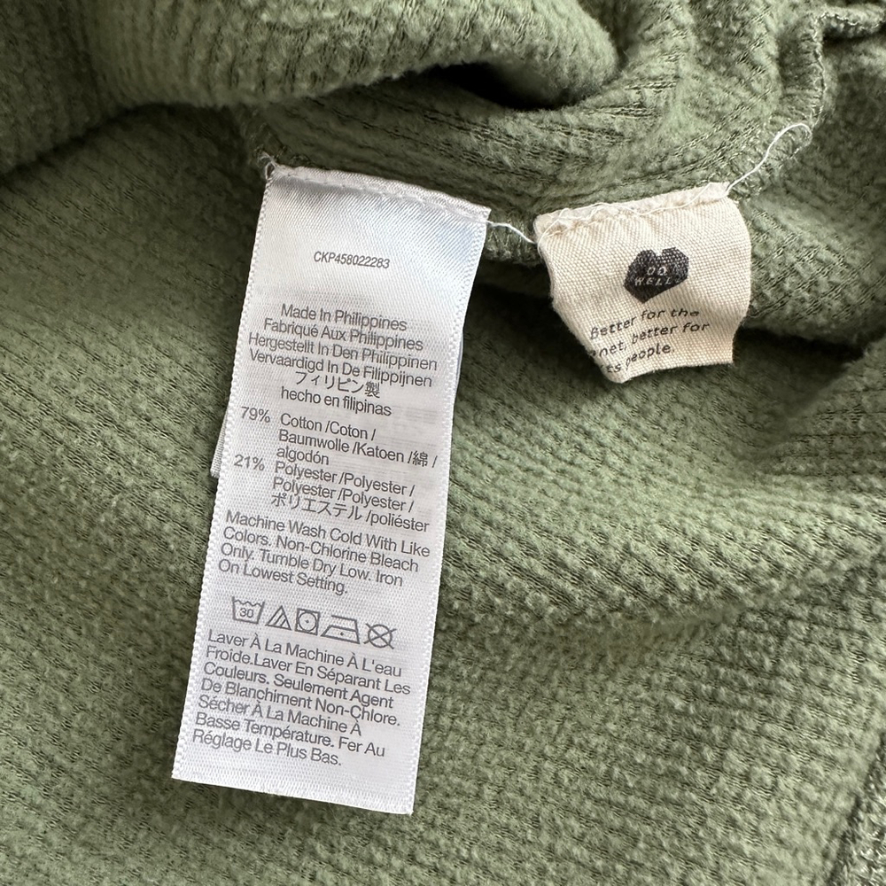 Madewell Green Waffle Knit Henley Long Sleeve Top Women’s Size S - Picture 6 of 8